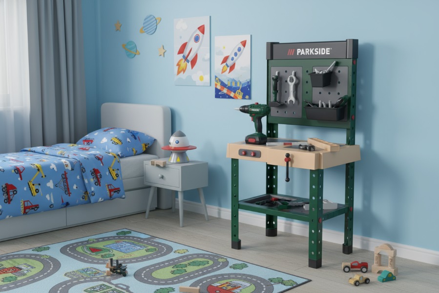 Kidland Dětský dřevěný dílenský pracovní stůl Ponk WS-14755 7